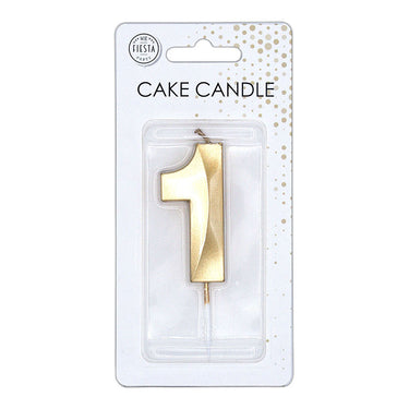 Globos taartkaars 6cm metallic goud no. 1