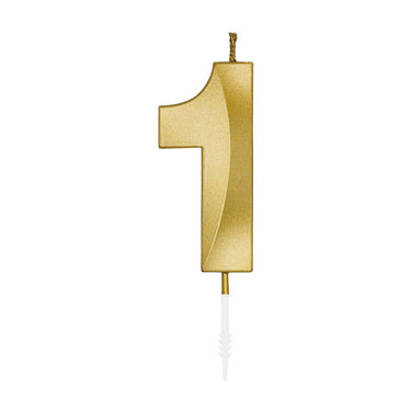 Globos taartkaars 6cm metallic goud no. 1