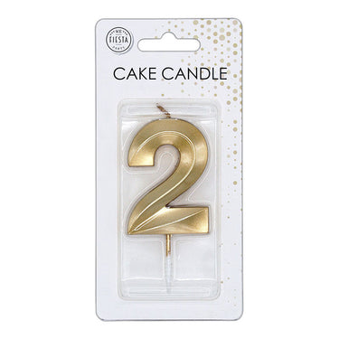 Globos taartkaars 6cm metallic goud no. 2