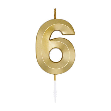 Globos taartkaars 6cm metallic goud no. 6