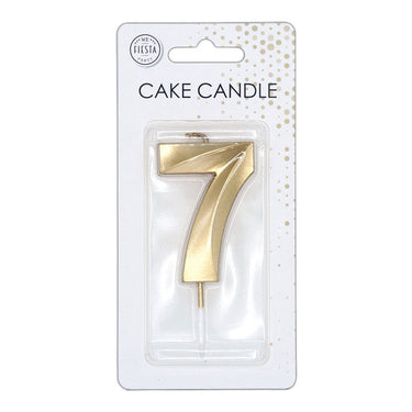 Globos taartkaars 6cm metallic goud no. 7