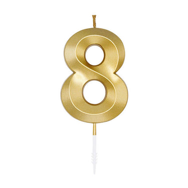Globos taartkaars 6cm metallic goud no. 8