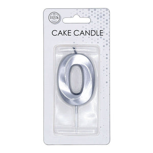 Globos taartkaars 6cm metallic zilver no.0