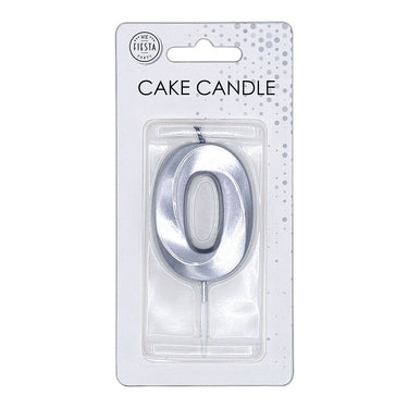 Globos taartkaars 6cm metallic zilver no.0