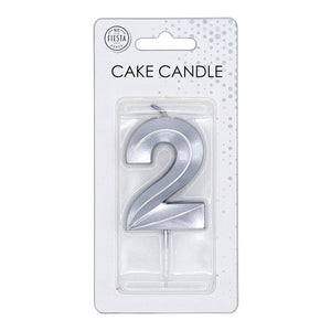 Globos taartkaars 6cm metallic zilver no.2