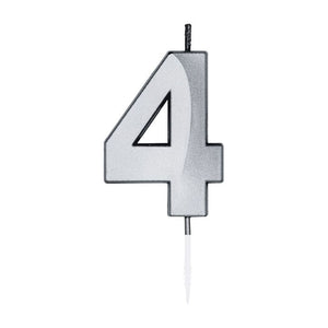 Globos taartkaars 6cm metallic zilver no.4