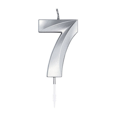 Globos taartkaars 6cm metallic zilver no.7