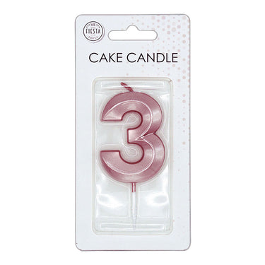 Globos taartkaars 6cm metallic rose goud no. 3