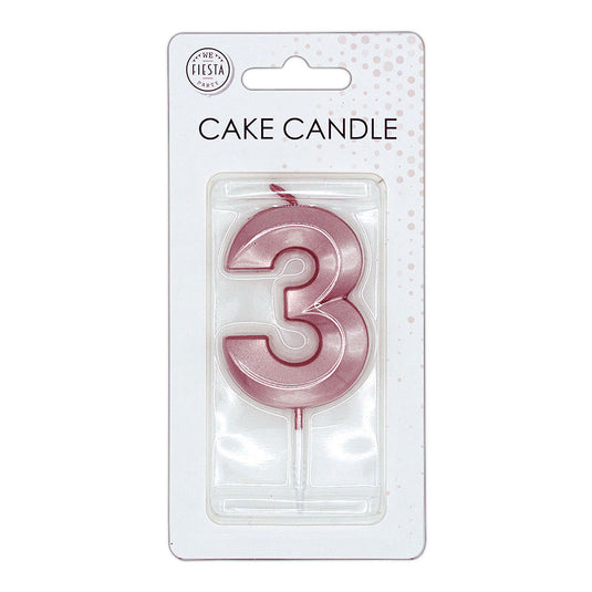 Globos taartkaars 6cm metallic rose goud no. 3