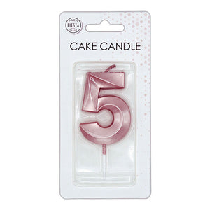 Globos taartkaars 6cm metallic rose goud no. 5