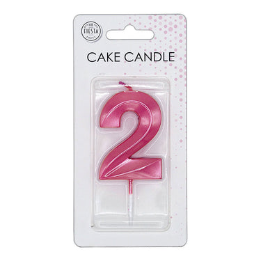 Globos taartkaars 6cm metallic licht roze no. 2
