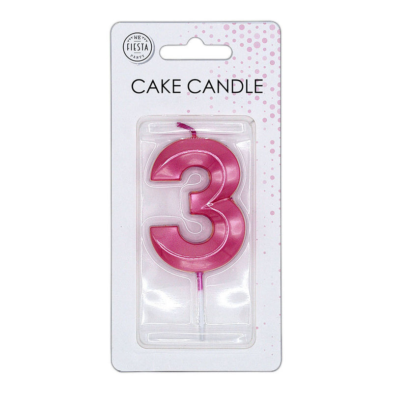 Afbeelding laden in galerijviewer, Globos taartkaars 6cm metallic licht roze no. 3
