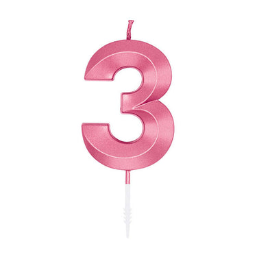 Globos taartkaars 6cm metallic licht roze no. 3