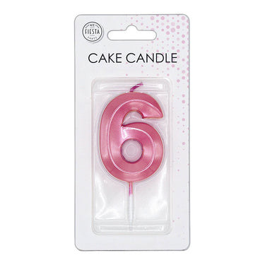 Globos taartkaars 6cm metallic licht roze no. 6