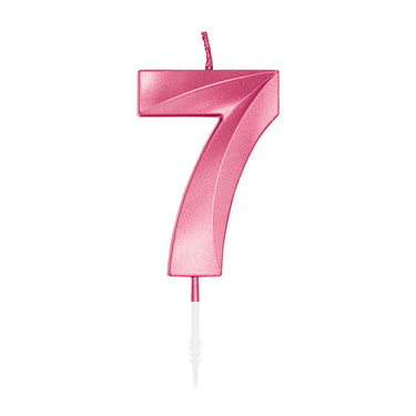 Globos taartkaars 6cm metallic licht roze no. 7