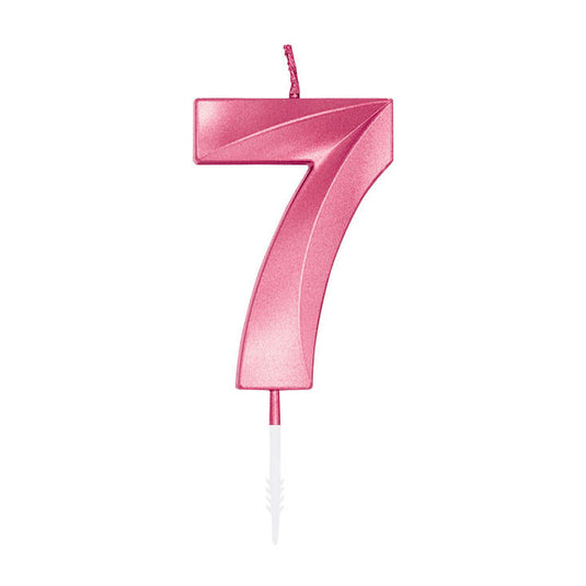 Globos taartkaars 6cm metallic licht roze no. 7