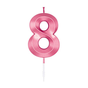 Globos taartkaars 6cm metallic licht roze no. 8