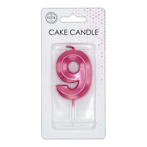 Globos taartkaars 6cm metallic licht roze no. 9