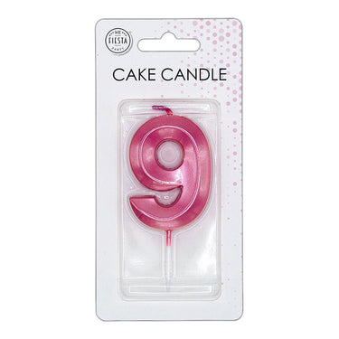 Globos taartkaars 6cm metallic licht roze no. 9