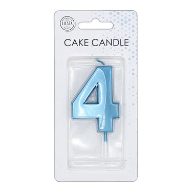 Globos taartkaars 6cm metallic licht blauw no. 4