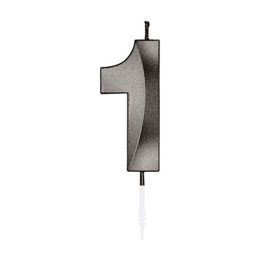 Globos taartkaars 6cm metallic zwart no. 1