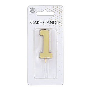 Globos taartkaars 4,5cm metallic goud no. 1