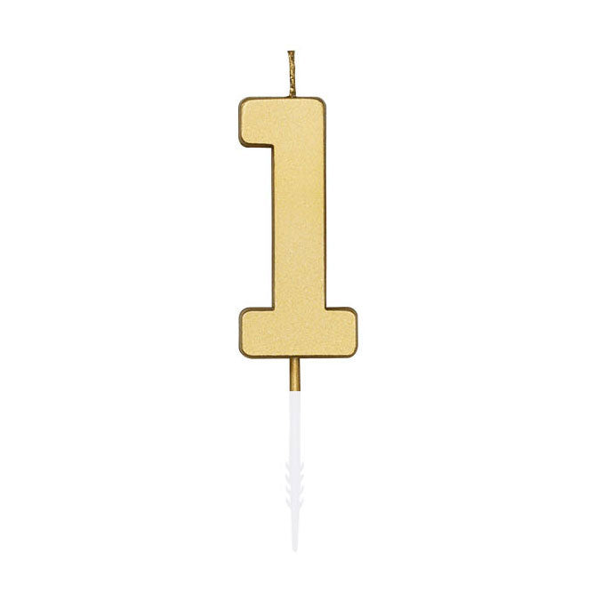 Afbeelding laden in galerijviewer, Globos taartkaars 4,5cm metallic goud no. 1

