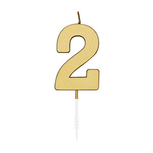 Globos taartkaars 4,5cm metallic goud no. 2