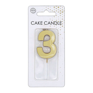 Globos taartkaars 4,5cm metallic goud no. 3