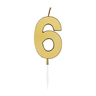 Globos taartkaars 4,5cm metallic goud no. 6