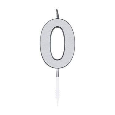 Globos taartkaars 4,5cm metallic zilver no. 0