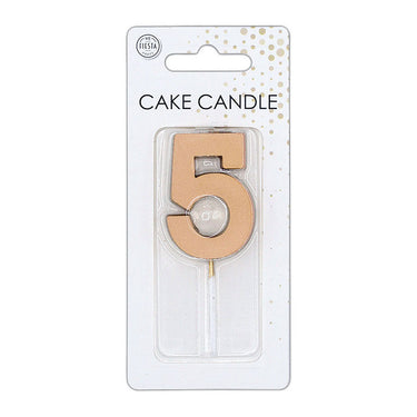 Globos taartkaars 4,5cm metallic rose goud no. 5