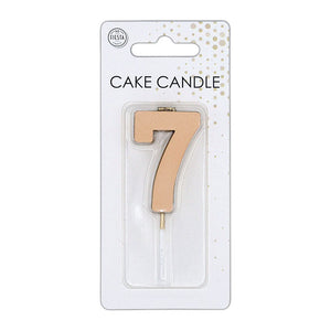 Globos taartkaars 4,5cm metallic rose goud no. 7