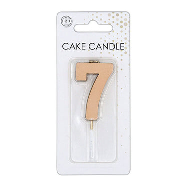 Globos taartkaars 4,5cm metallic rose goud no. 7