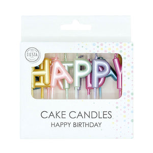 Globos taartkaarsen set happy birthday pastel kleuren
