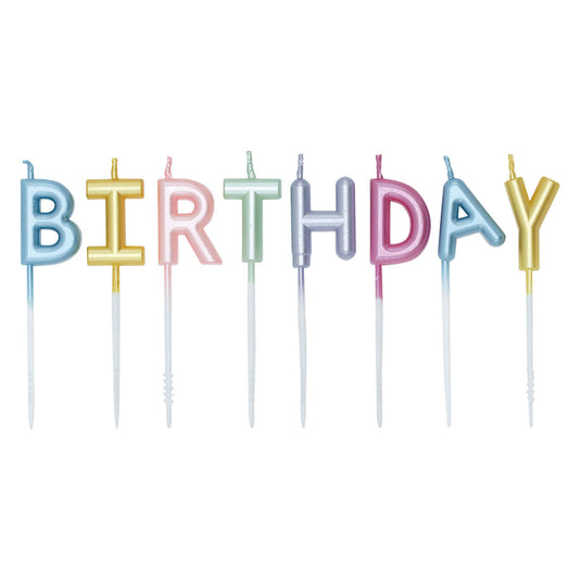 Globos taartkaarsen set happy birthday pastel kleuren