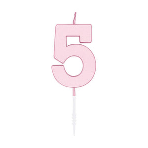 Globos taartkaars 4,5cm pastel roze no. 5