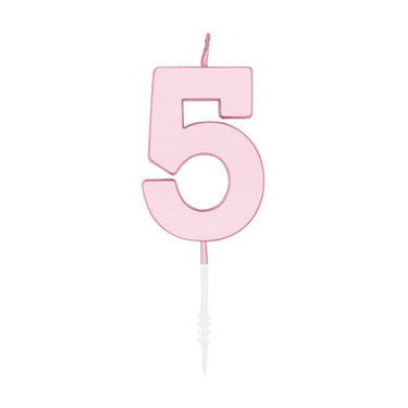 Globos taartkaars 4,5cm pastel roze no. 5