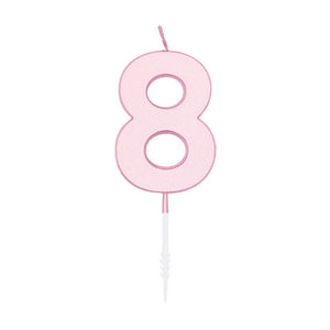 Globos taartkaars 4,5cm pastel roze no. 8