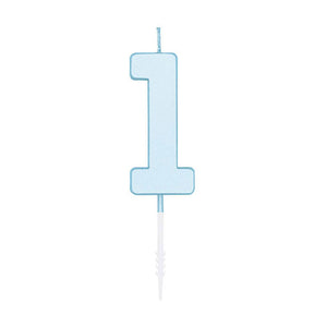 Globos taartkaars 4,5cm pastel blauw no. 1
