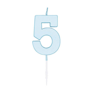 Globos taartkaars 4,5cm pastel blauw no. 5