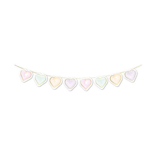 Globos papieren guirlande watercolors hearts - 2m