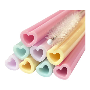Globos silicone rietjes herbruikbaar watercolors hearts - 8st.