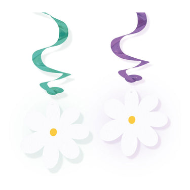 Globos hangende decoratie swirls madeliefjes - 4st.