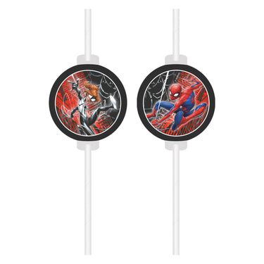 Globos papieren rietjes spiderman world of web - 4st.