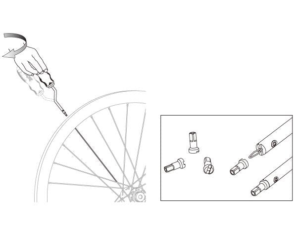 Rotatable spoke nipple tensioner IceToolz 12S5 for high rims