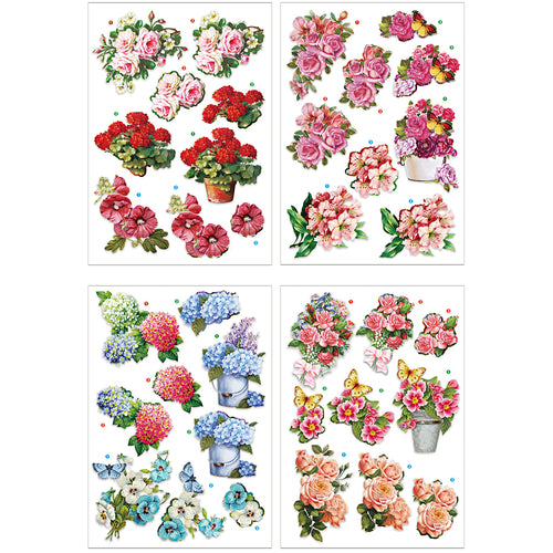 Creativ company 3d vellen, bloemen, vel 21x30 cm, 4 vel 1 doos