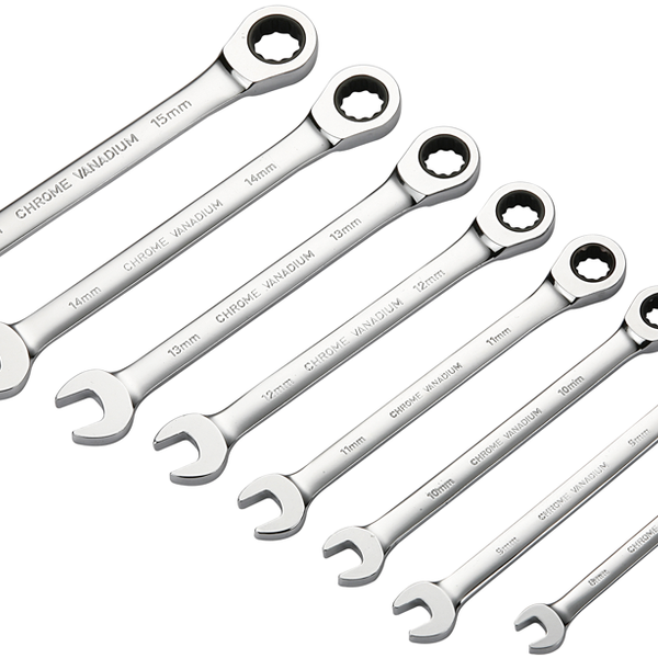 Open-end/ring ratchet wrench icetoolz 8 pcs in cover