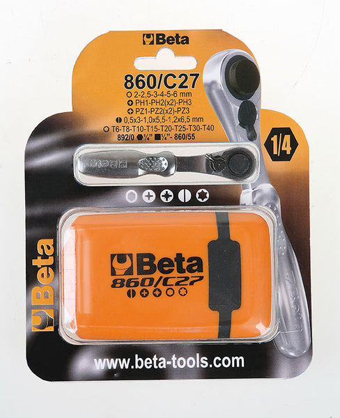 Ratchet wrench Beta Tools 860/C27 with screw bit set - 27 pieces in box