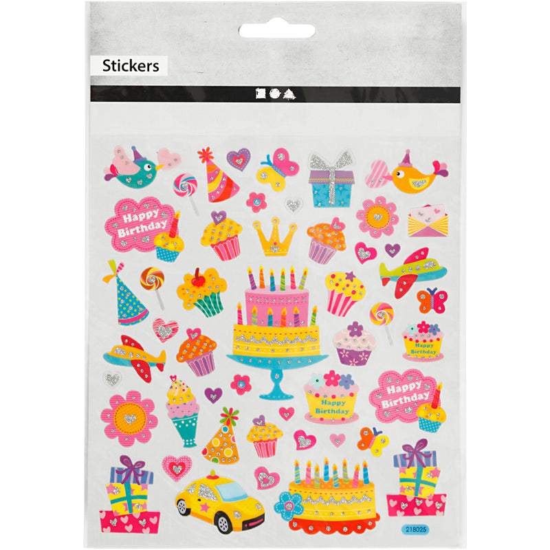 Load image into Gallery viewer, Https: www.cchobby.nl stickers-verjaardag-vel-15x16-5-cm-ca-49-stuk-1-vel
